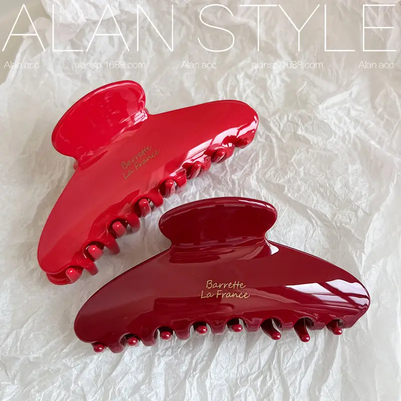 Women's Acetic Acid Hair Clips Solid Red Summer — feature 7