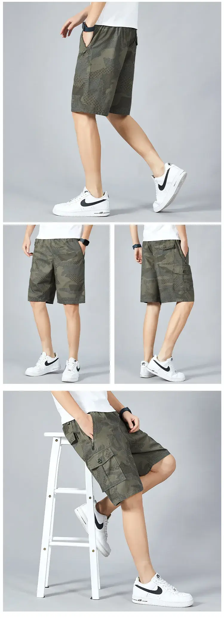 Men's Camouflage Cotton Shorts Mid Length 5-Piece — feature 10