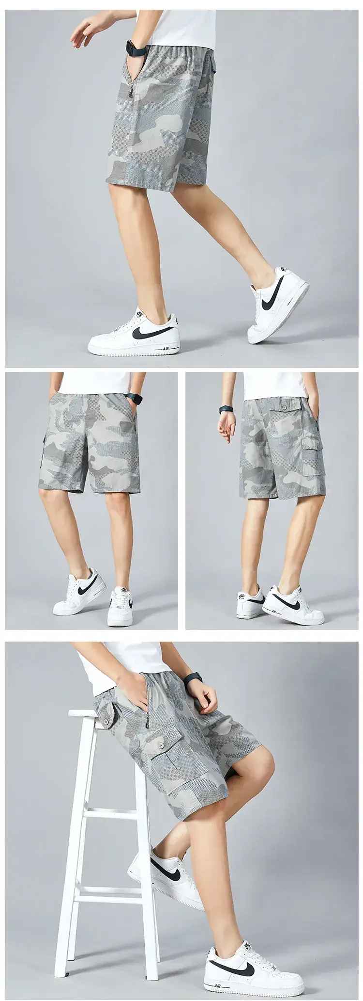 Men's Camouflage Cotton Shorts Mid Length 5-Piece — feature 12