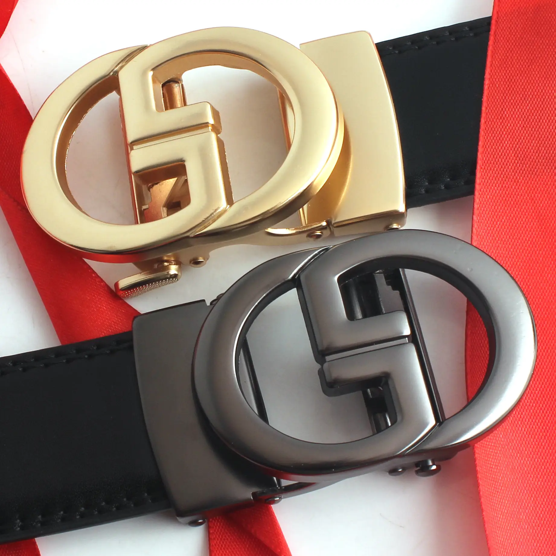 Men's Black Leather Automatic Buckle Belt - Image 5