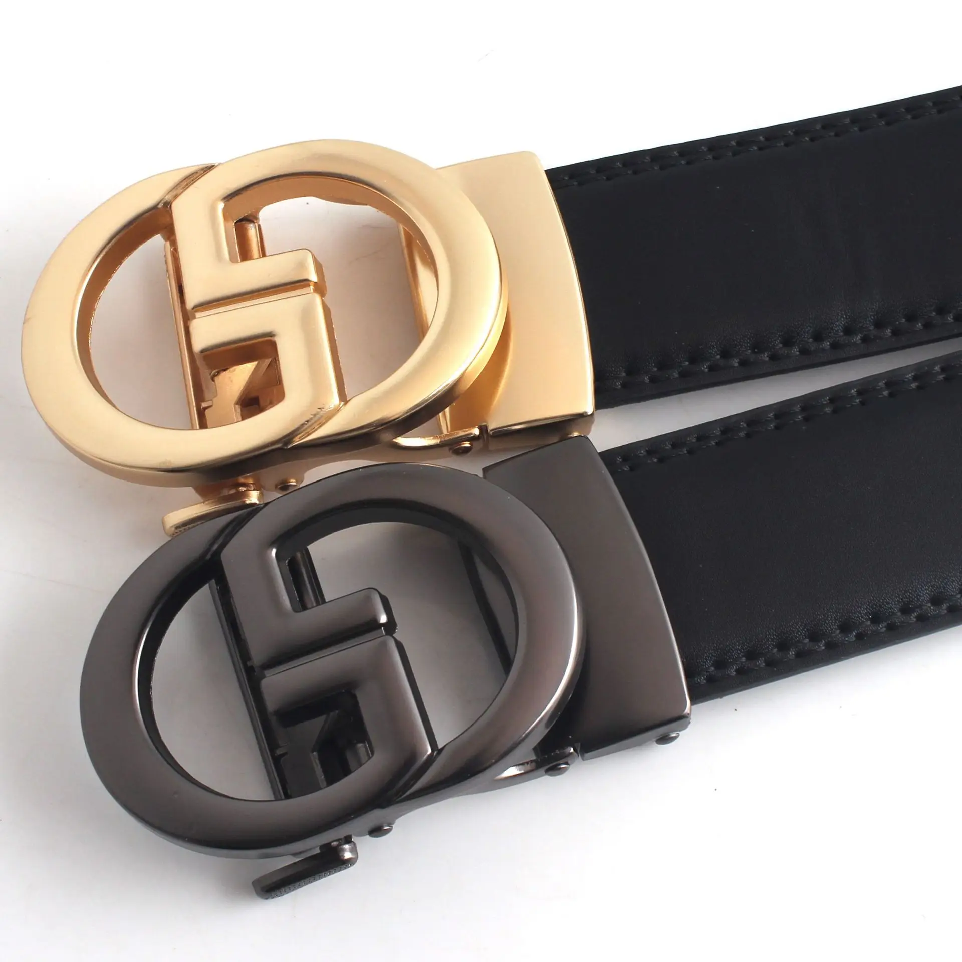 Men's Black Leather Automatic Buckle Belt - Image 8