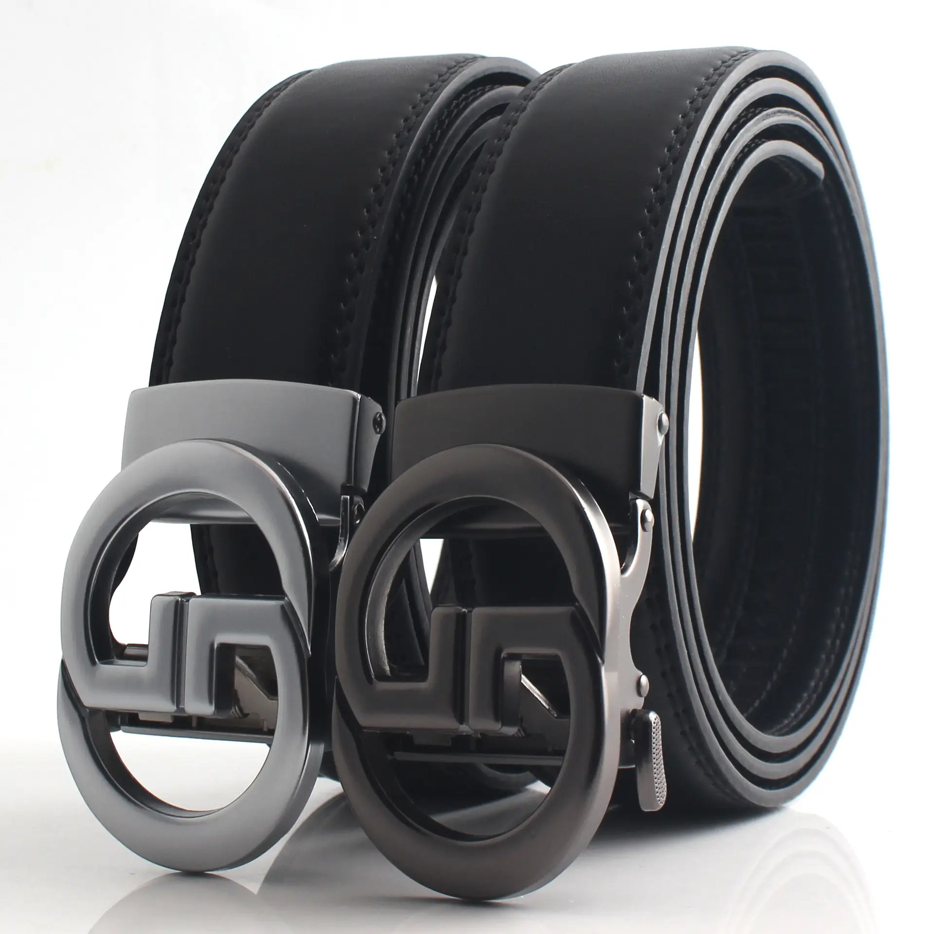 Men's Black Leather Automatic Buckle Belt β feature 11