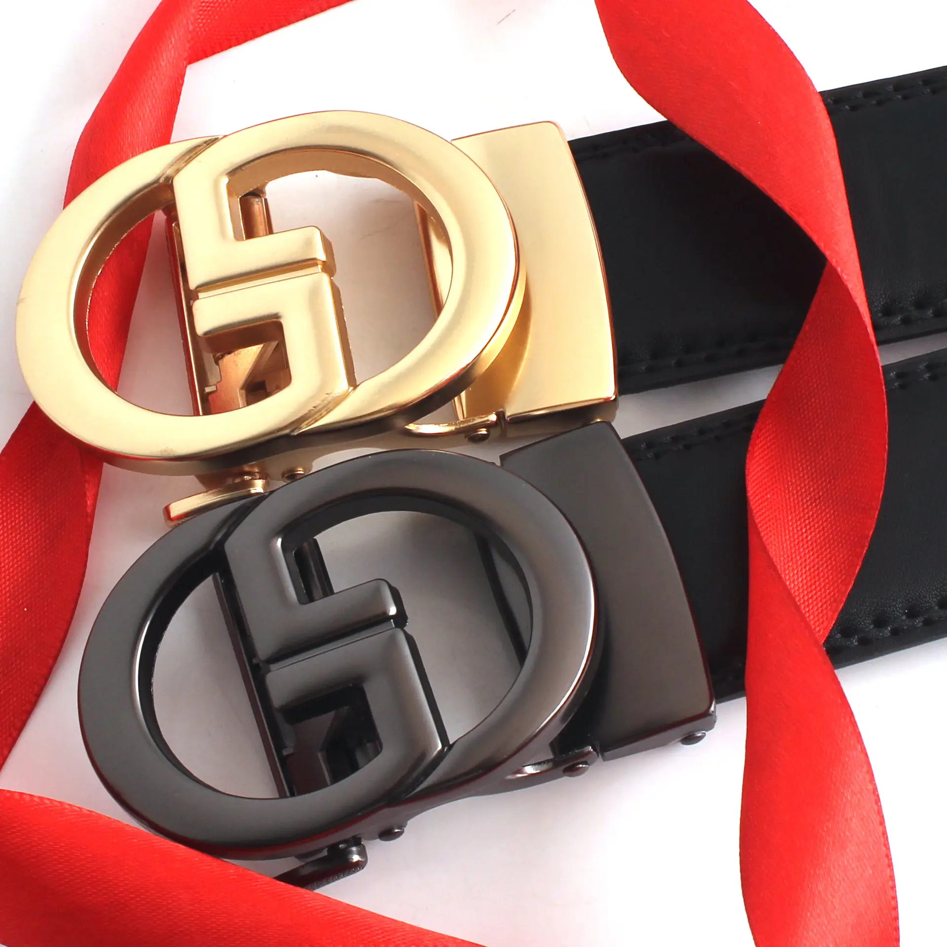 Men's Black Leather Automatic Buckle Belt β feature 3