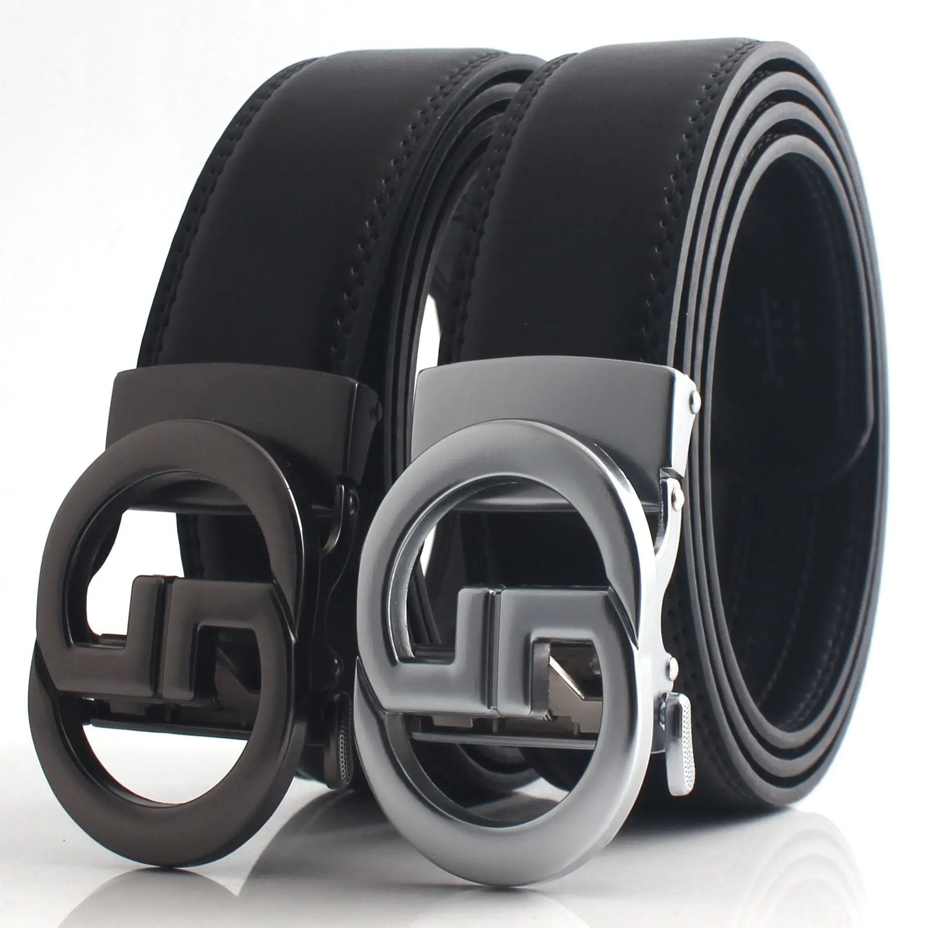 Men's Black Leather Automatic Buckle Belt β feature 7