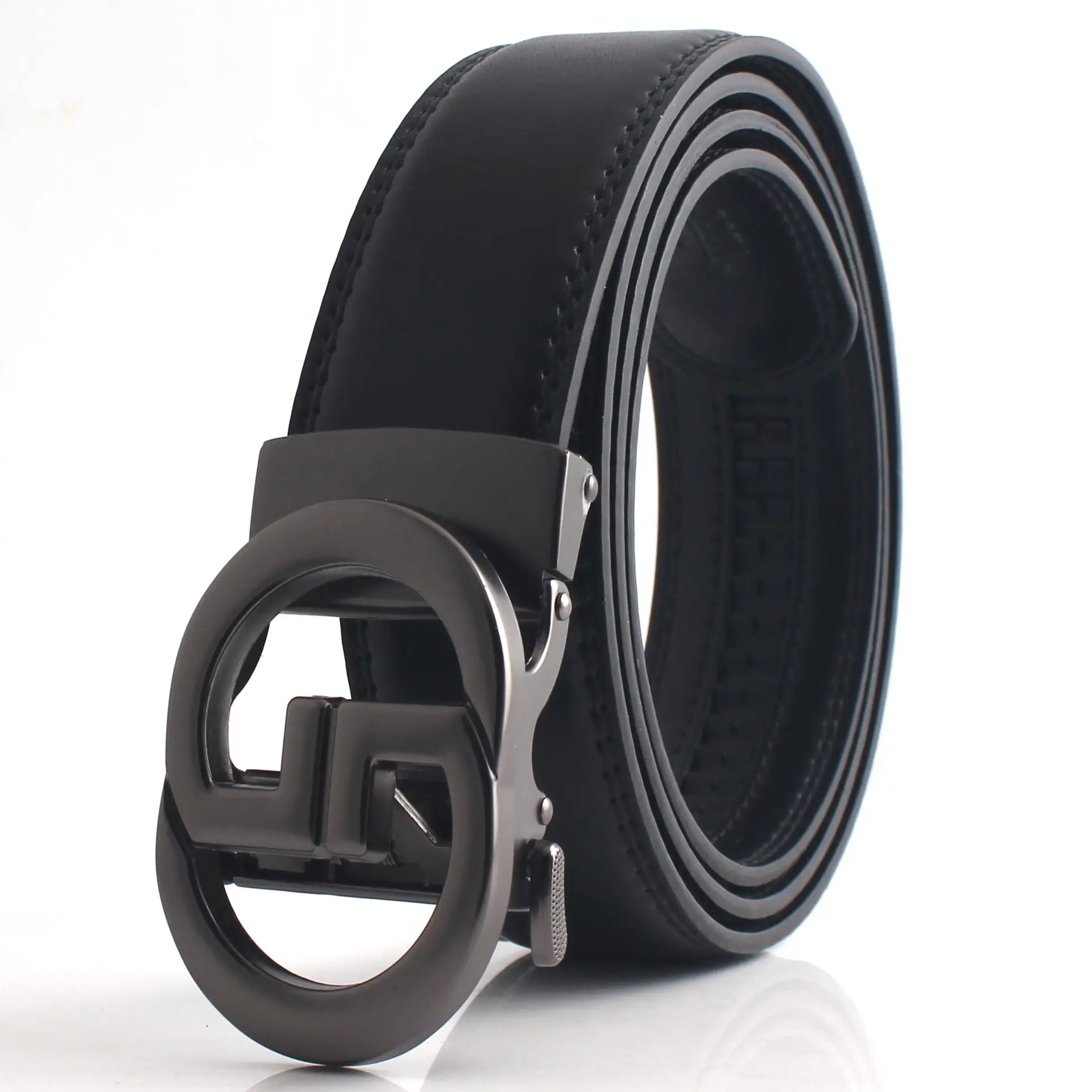 Men's Black Leather Automatic Buckle Belt β feature 8