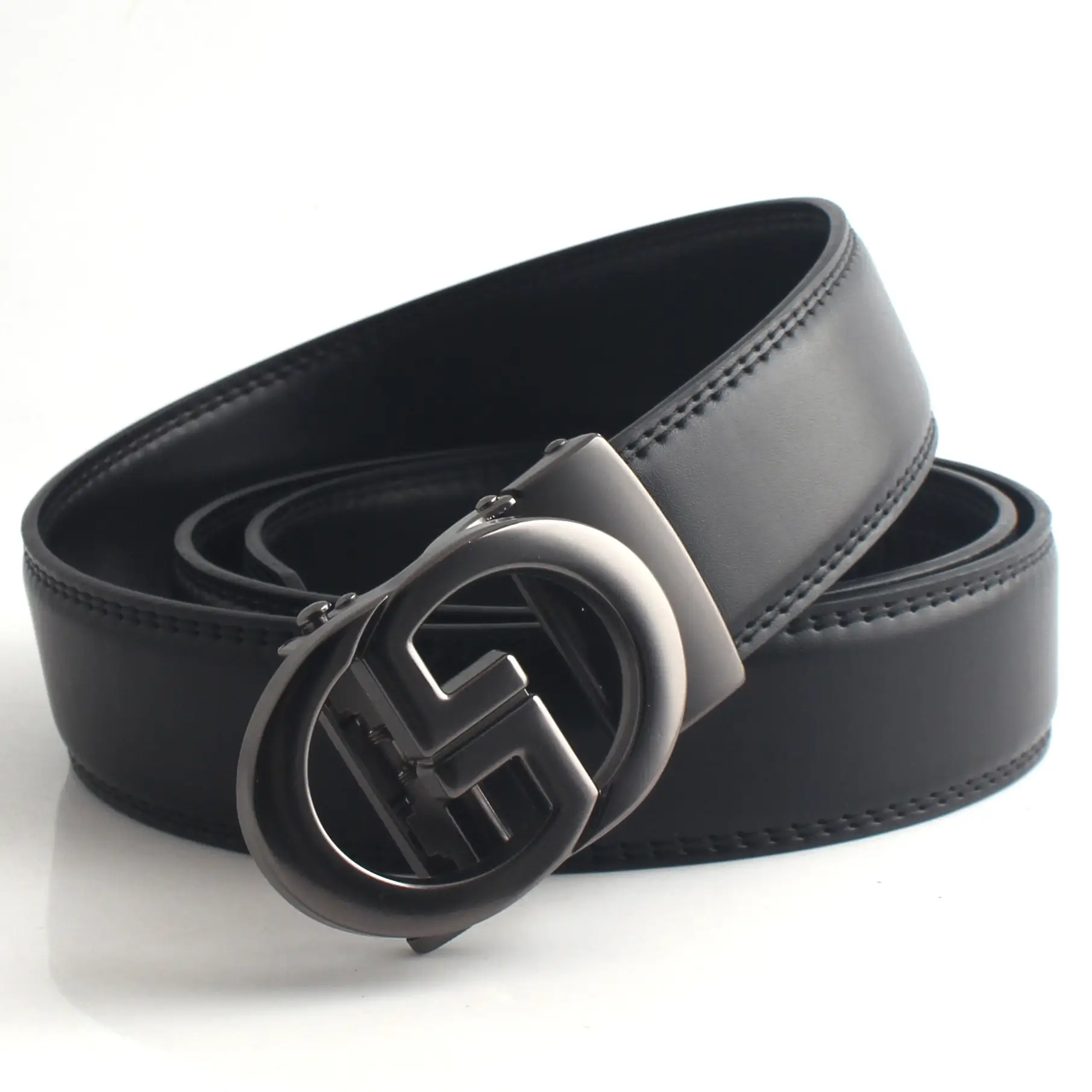 Men's Black Leather Automatic Buckle Belt β feature 9