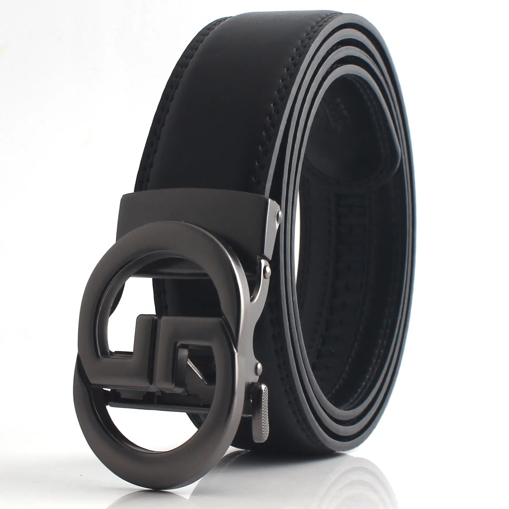 Men's Black Leather Automatic Buckle Belt - Image 2