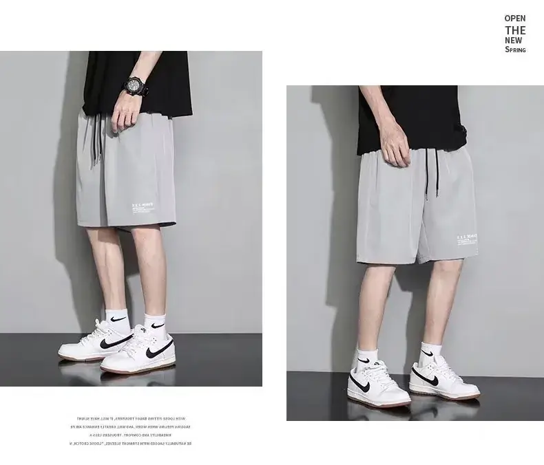 Men Black Ice Silk Basketball Shorts Summer Loose Casual — feature 15