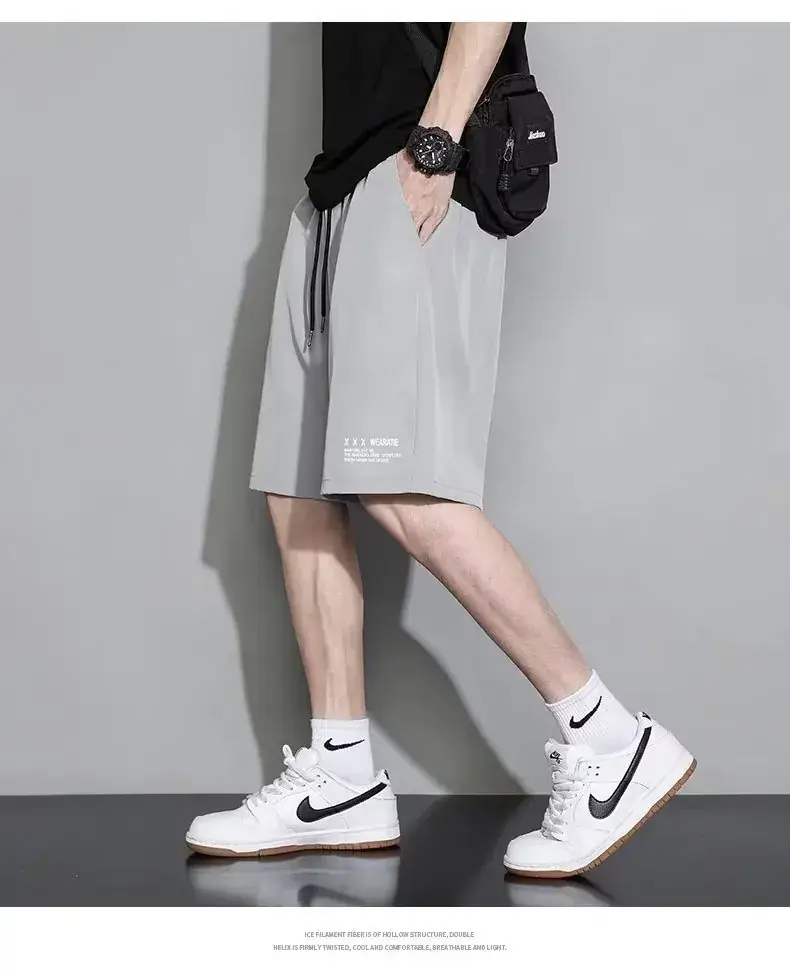 Men Black Ice Silk Basketball Shorts Summer Loose Casual — feature 16