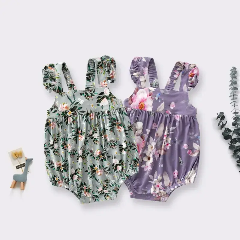 Baby Floral Suspenders Set for Girls Summer