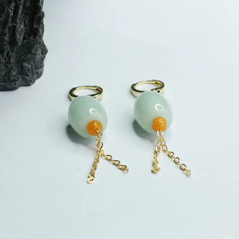 Lucky Jadeite Ear Clips for Women Men