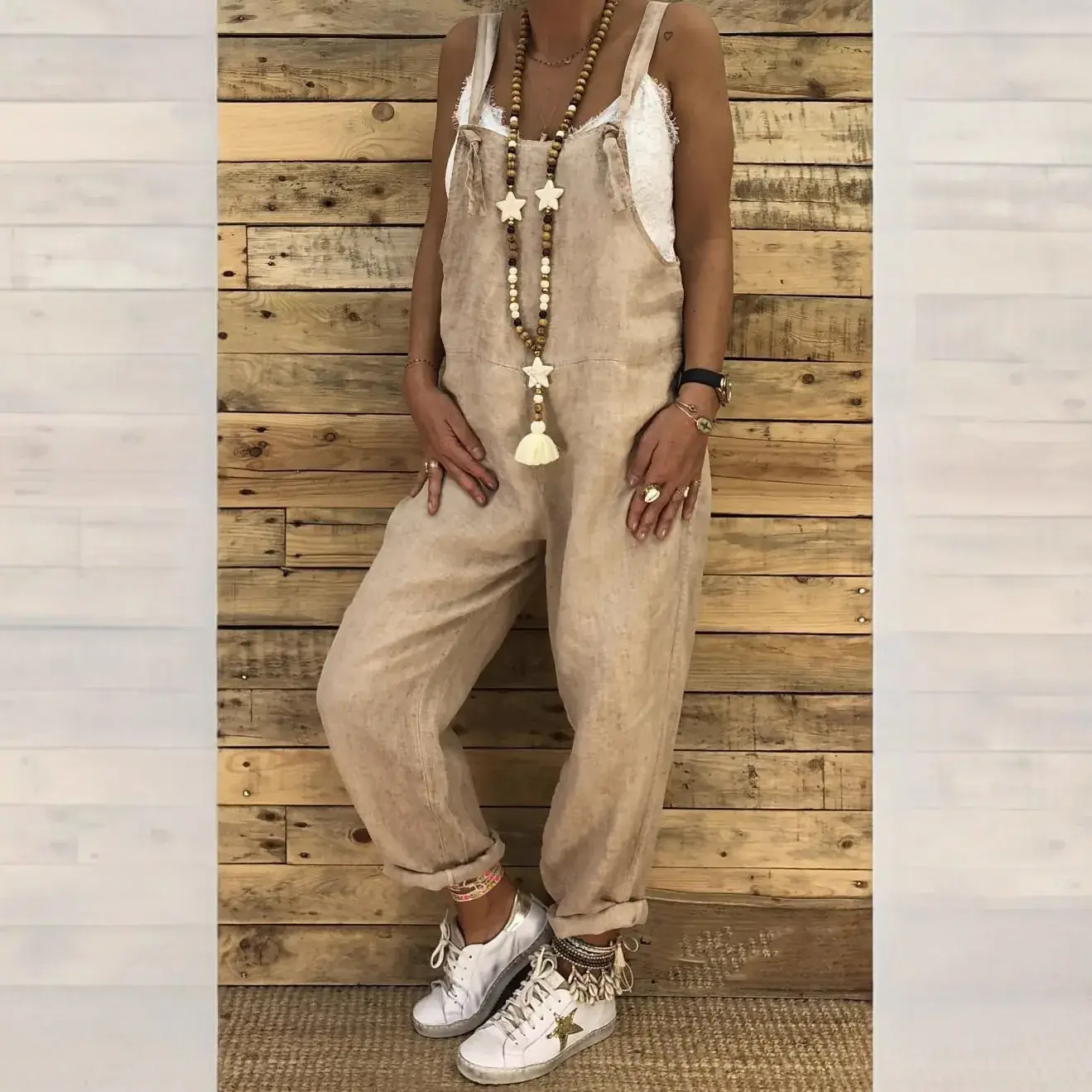 Maroon Loose Fit Suspender Jumpsuit Large Women - Image 8