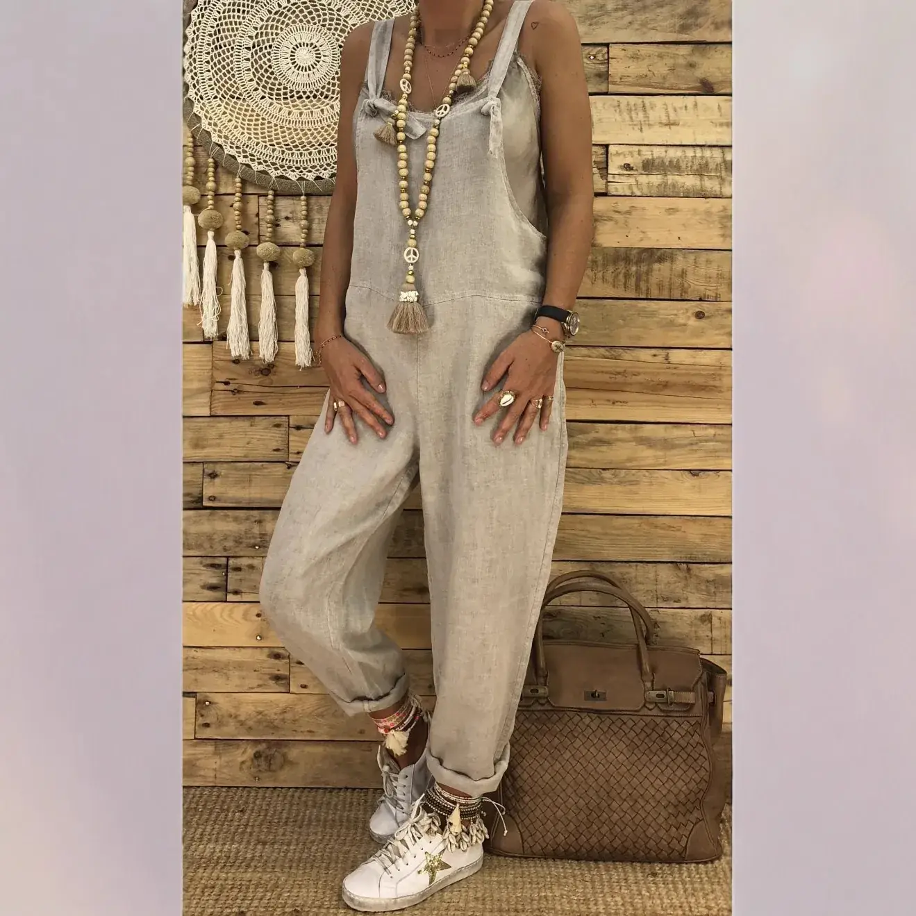 Maroon Loose Fit Suspender Jumpsuit Large Women - Image 9