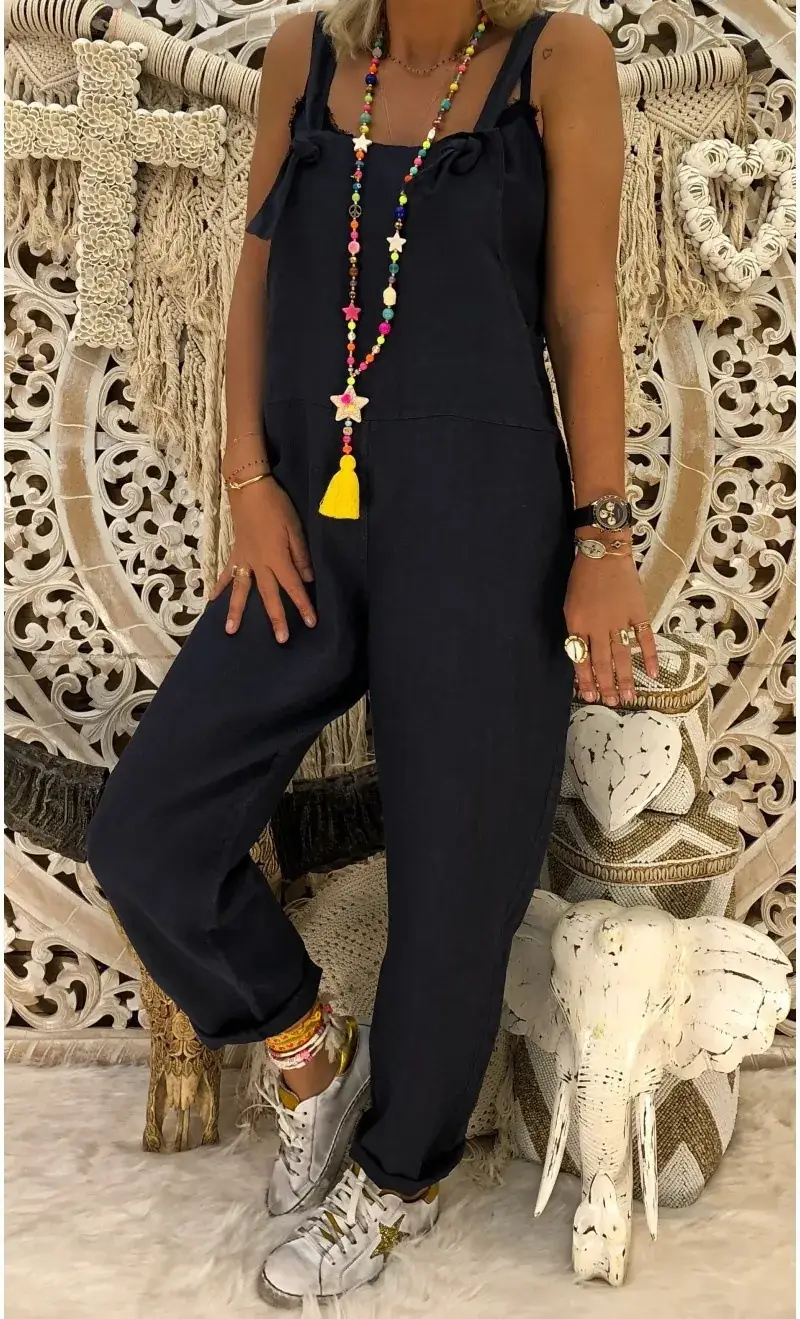 Maroon Loose Fit Suspender Jumpsuit Large Women - Image 2