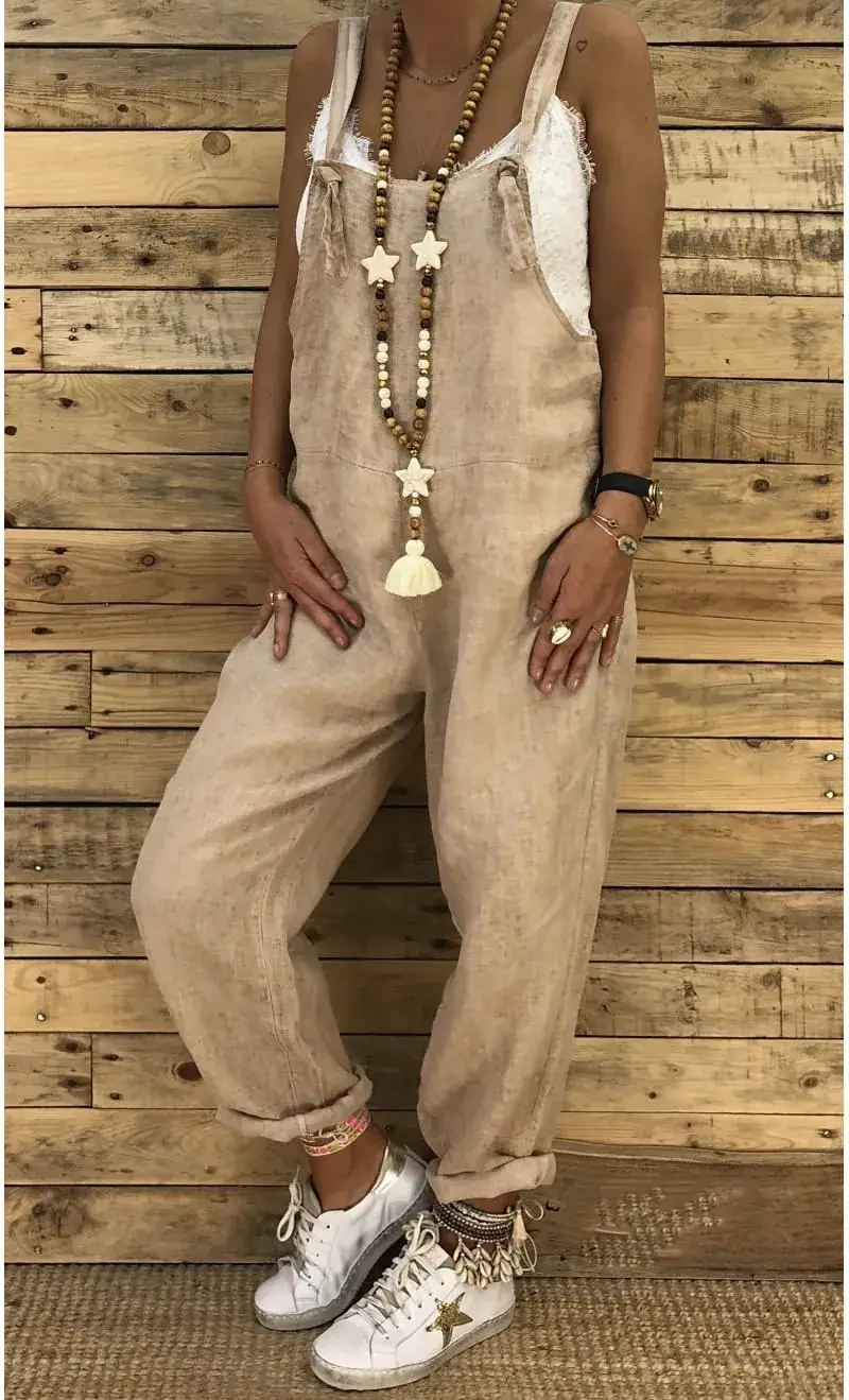 Maroon Loose Fit Suspender Jumpsuit Large Women - Image 3