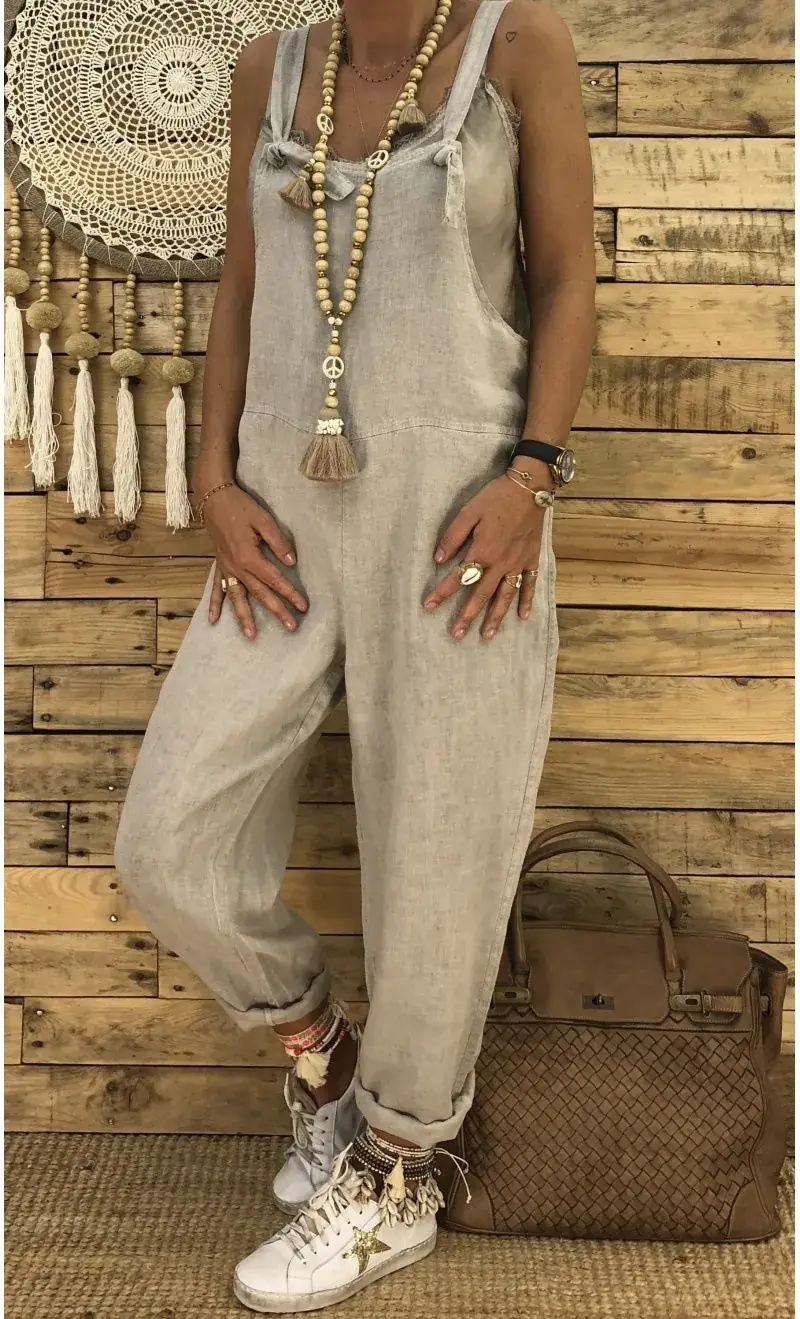 Maroon Loose Fit Suspender Jumpsuit Large Women - Image 6