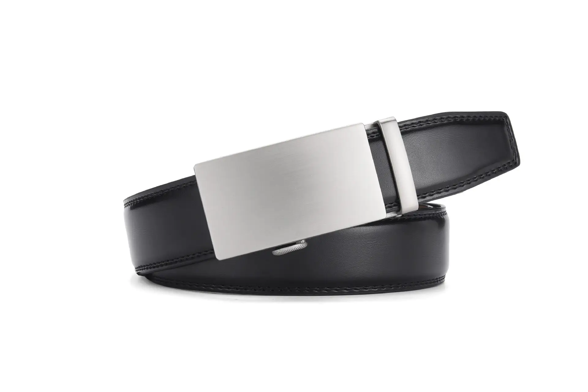 Men's Real Cowhide Belt Brown Silver Buckle — feature 5