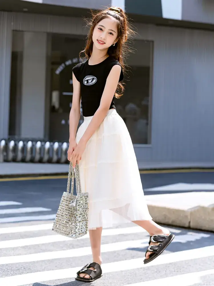 Girls Black Gauze Tulle Skirt 2023 Summer - Image 6