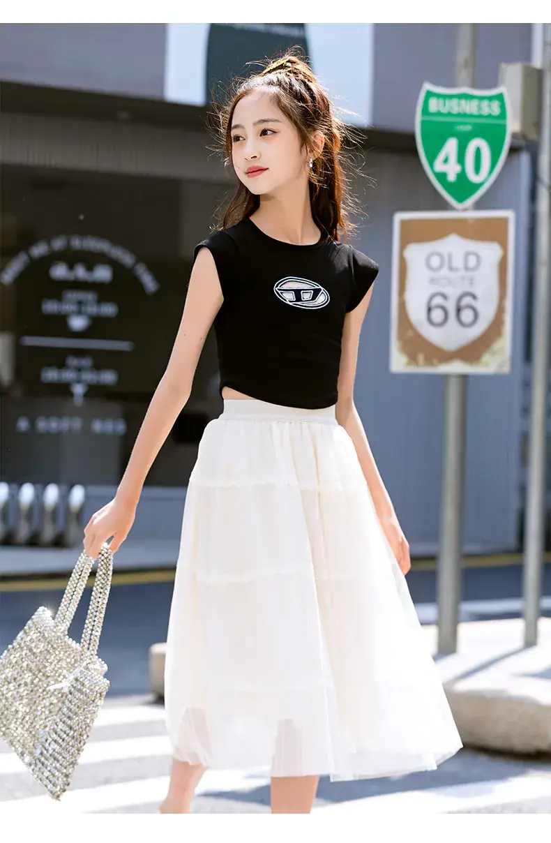 Girls Black Gauze Tulle Skirt 2023 Summer — feature 13