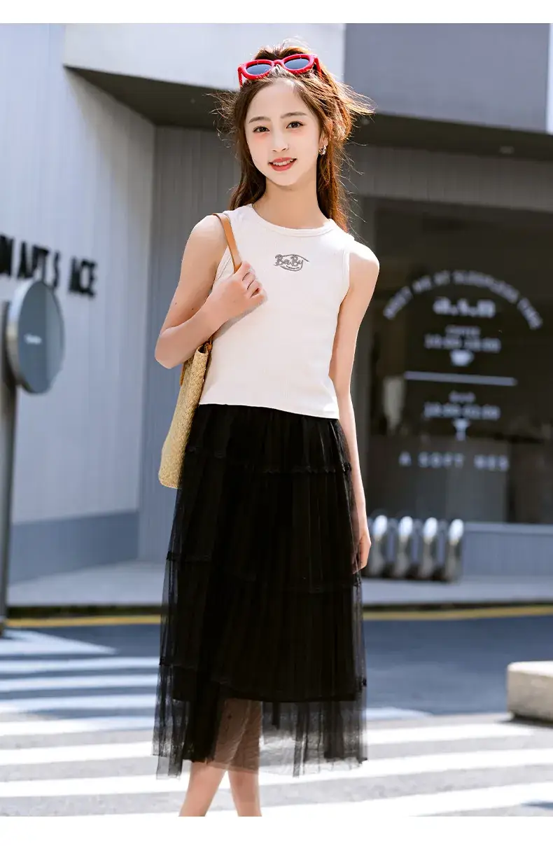 Girls Black Gauze Tulle Skirt 2023 Summer — feature 20