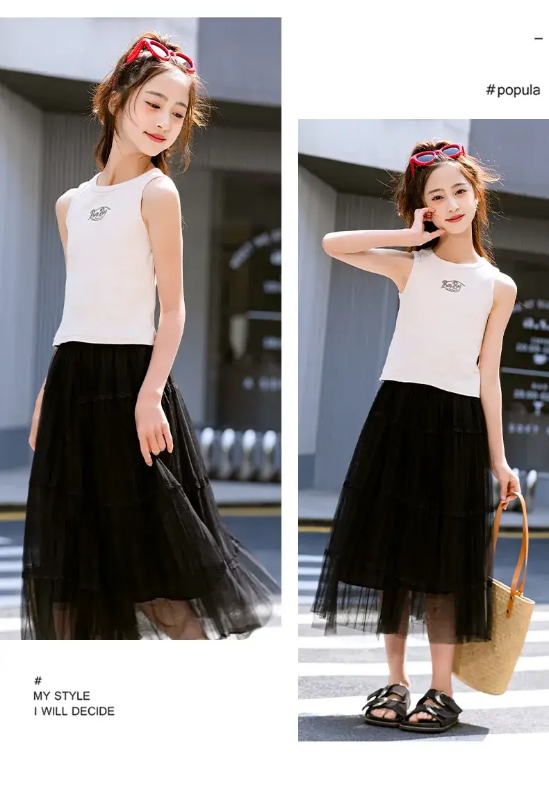 Girls Black Gauze Tulle Skirt 2023 Summer — feature 23