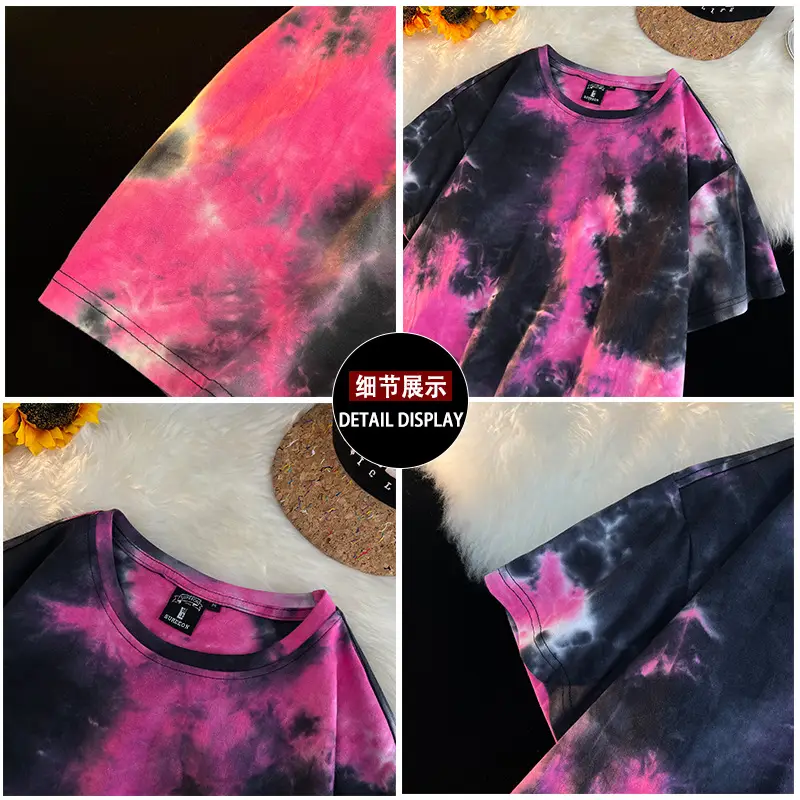 Men Tie-Dye Green Short Sleeve T-Shirt - Image 38