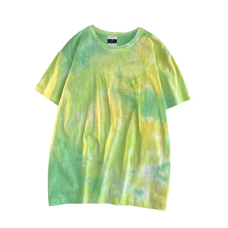 Men Tie-Dye Green Short Sleeve T-Shirt - Image 39