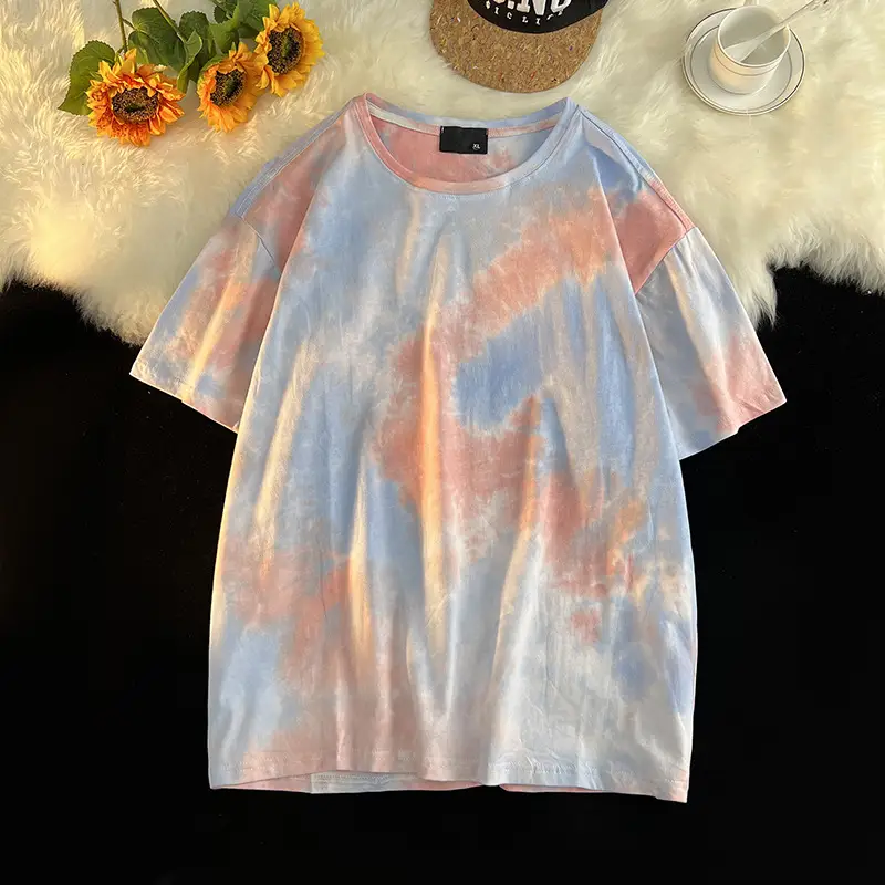 Men Tie-Dye Green Short Sleeve T-Shirt - Image 13