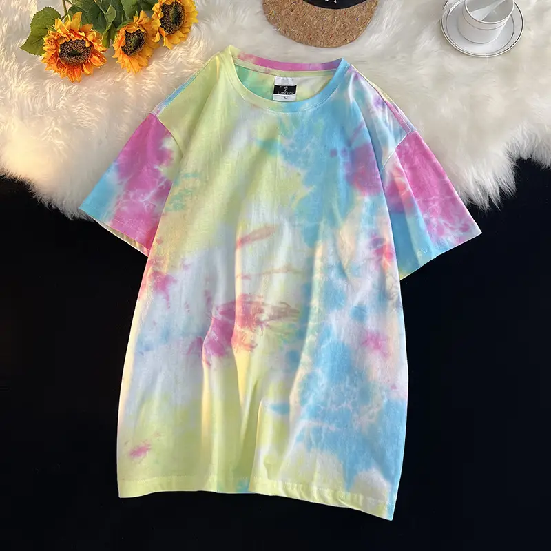 Men Tie-Dye Green Short Sleeve T-Shirt - Image 15