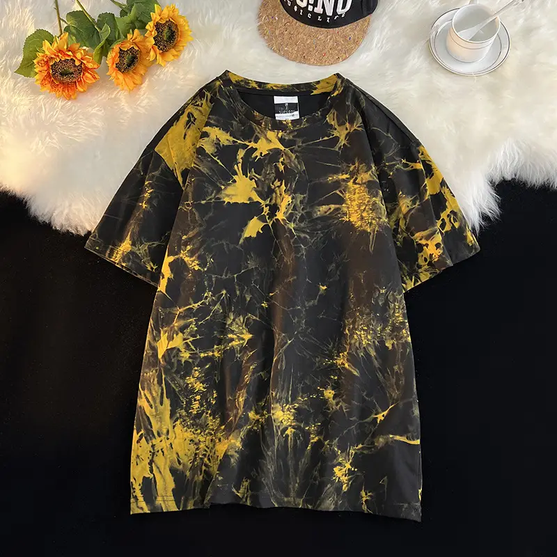 Men Tie-Dye Green Short Sleeve T-Shirt - Image 19