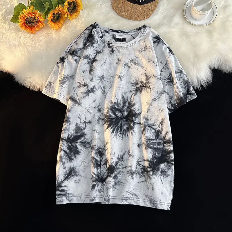 Men Tie-Dye Green Short Sleeve T-Shirt - Image 2