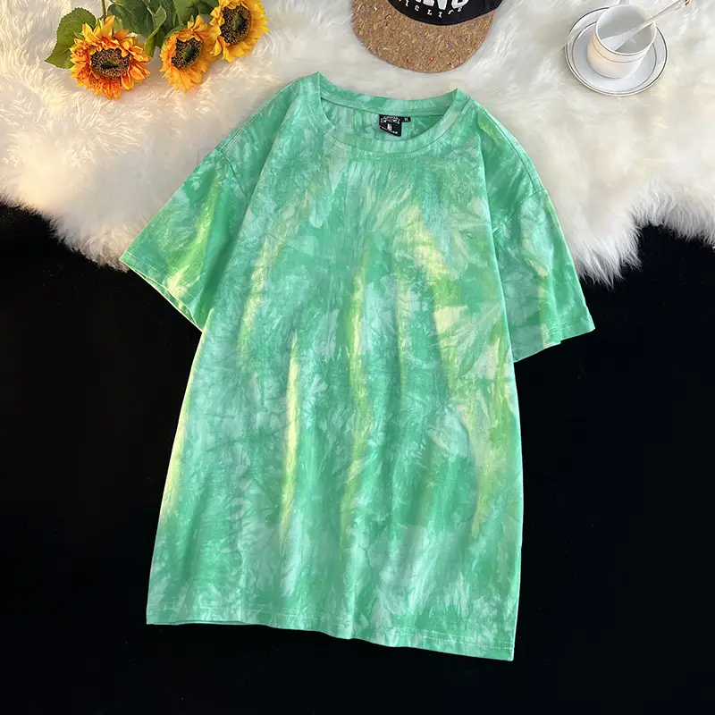 Men Tie-Dye Green Short Sleeve T-Shirt - Image 24