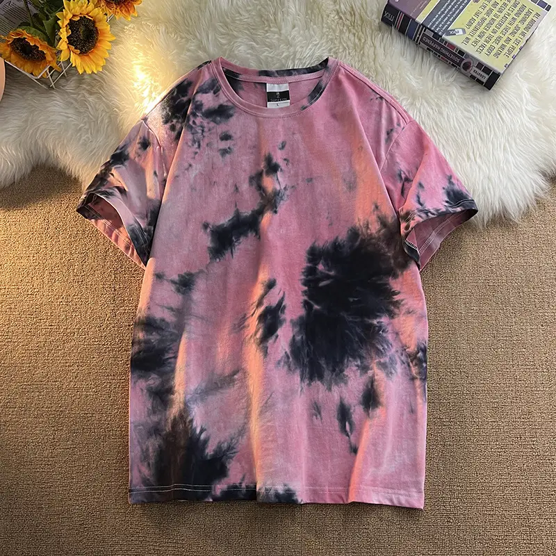Men Tie-Dye Green Short Sleeve T-Shirt - Image 25