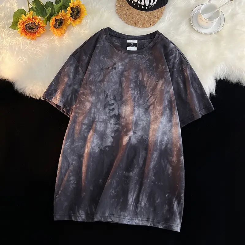 Men Tie-Dye Green Short Sleeve T-Shirt - Image 3