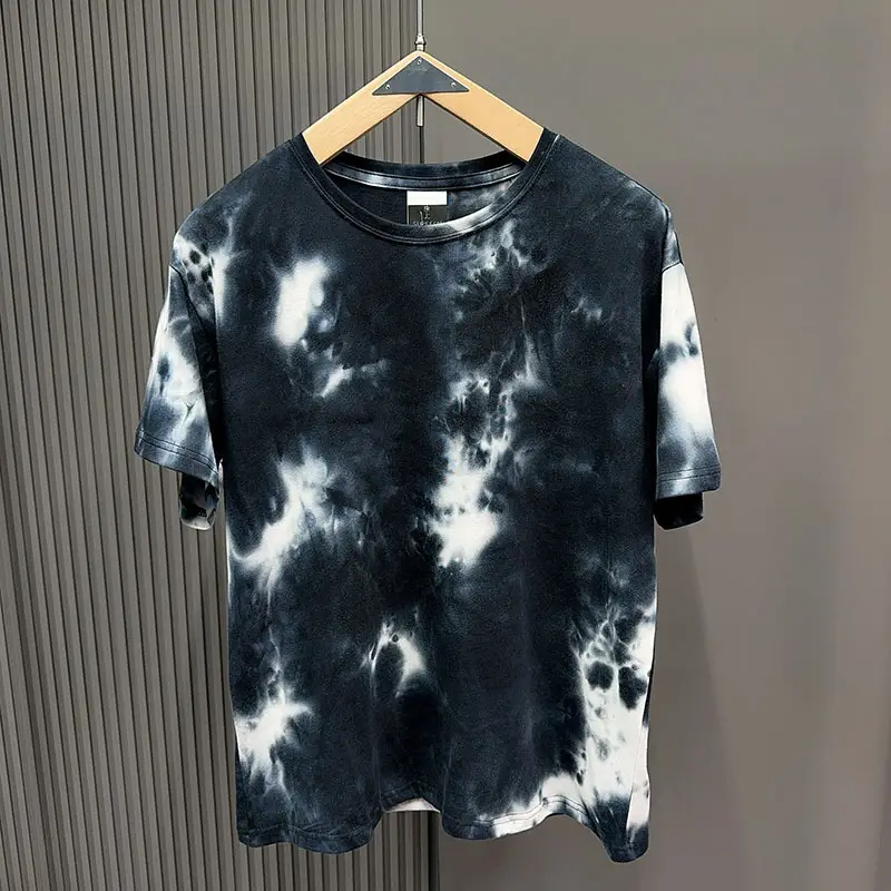Men Tie-Dye Green Short Sleeve T-Shirt - Image 32