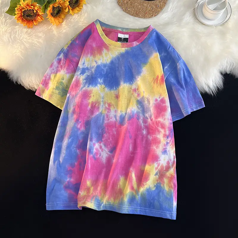 Men Tie-Dye Green Short Sleeve T-Shirt - Image 4