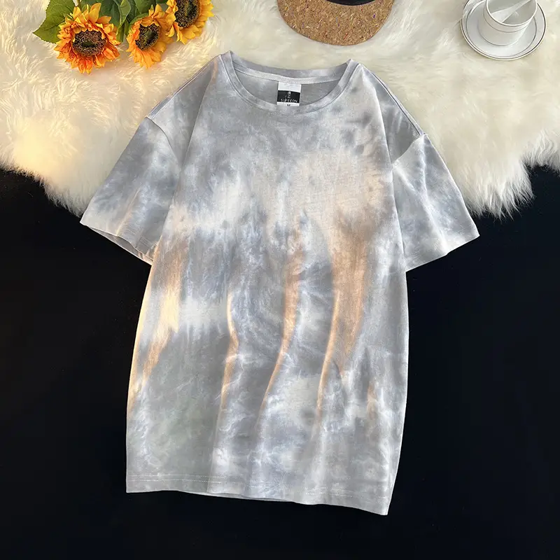 Men Tie-Dye Green Short Sleeve T-Shirt - Image 6