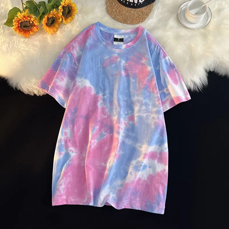 Men Tie-Dye Green Short Sleeve T-Shirt - Image 9