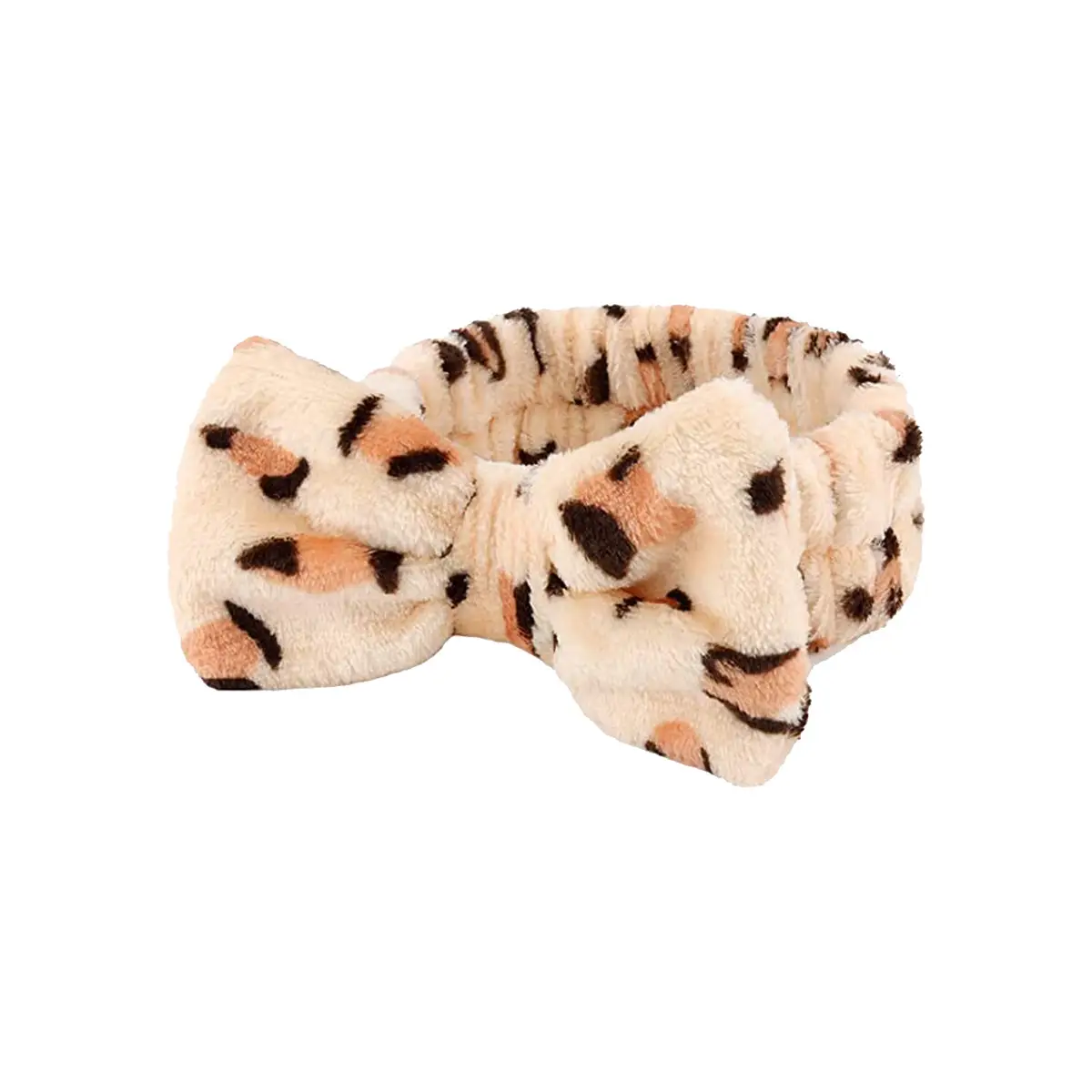 Beige leopard print single hair band