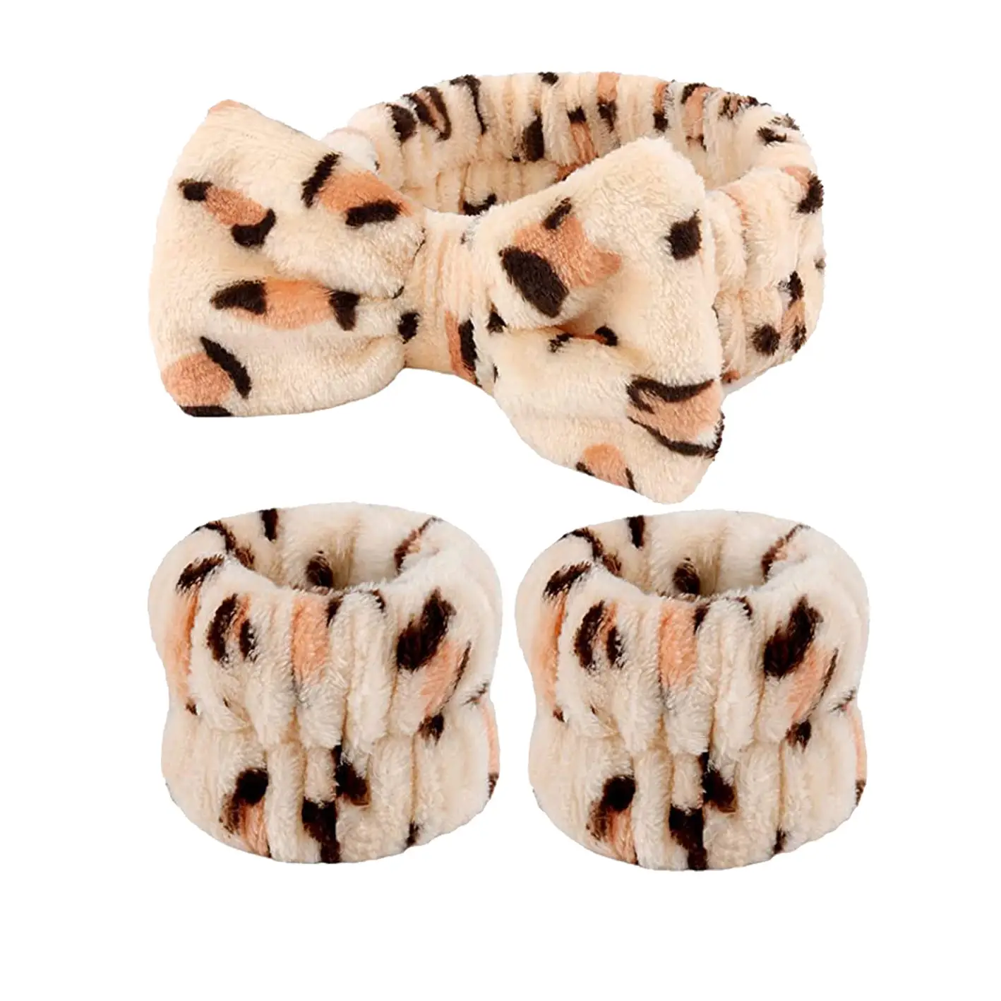Beige leopard print 3-Piece Set (hand-stitched wrist)