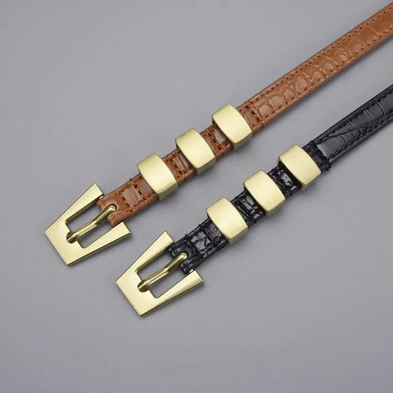 Women's Metal Ring Belt with Genuine Leather Strap - Image 5