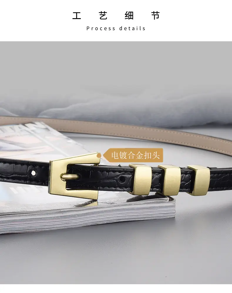 Women's Metal Ring Belt with Genuine Leather Strap — feature 17