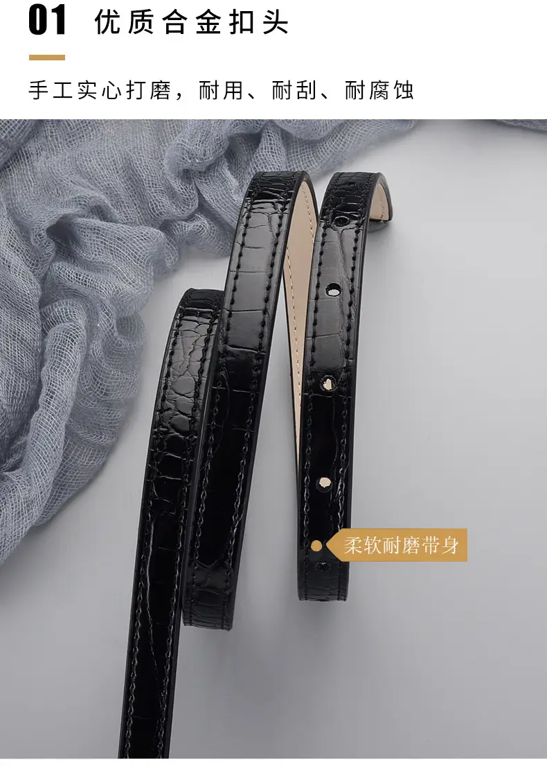 Women's Metal Ring Belt with Genuine Leather Strap — feature 18