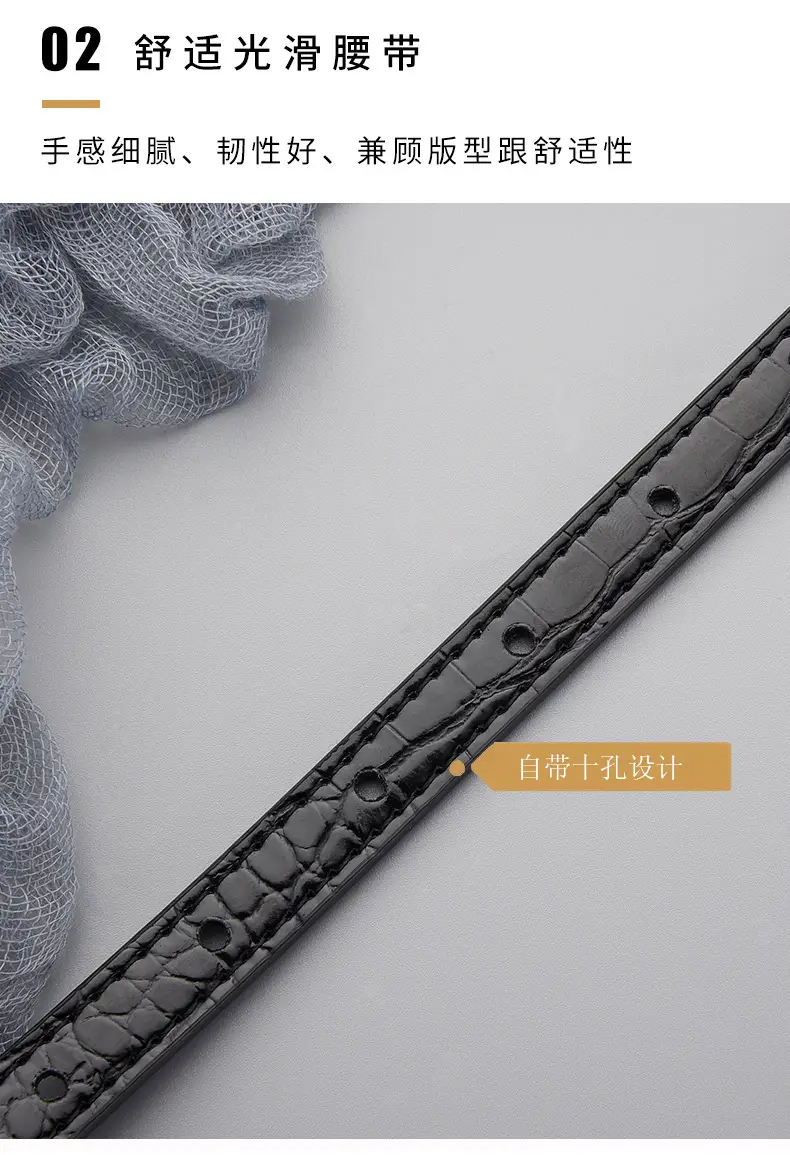 Women's Metal Ring Belt with Genuine Leather Strap — feature 19
