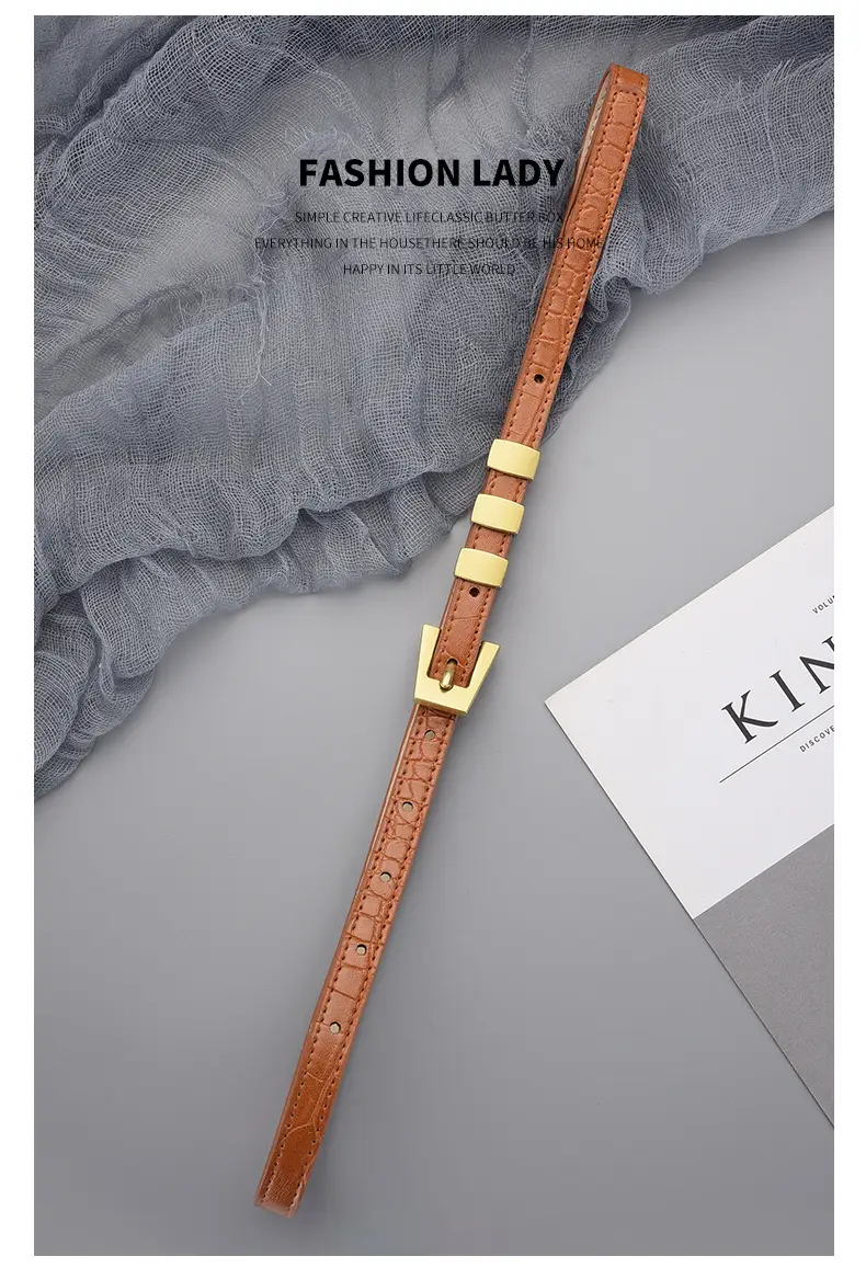 Women's Metal Ring Belt with Genuine Leather Strap — feature 22
