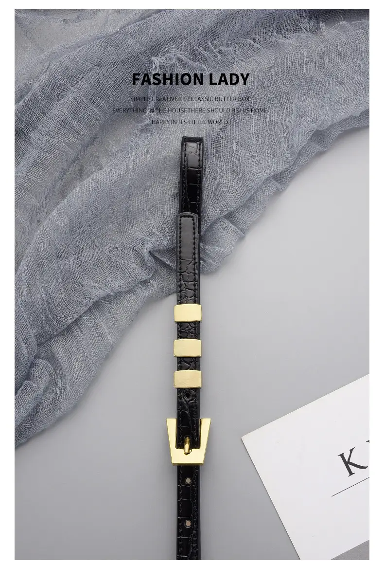 Women's Metal Ring Belt with Genuine Leather Strap — feature 23