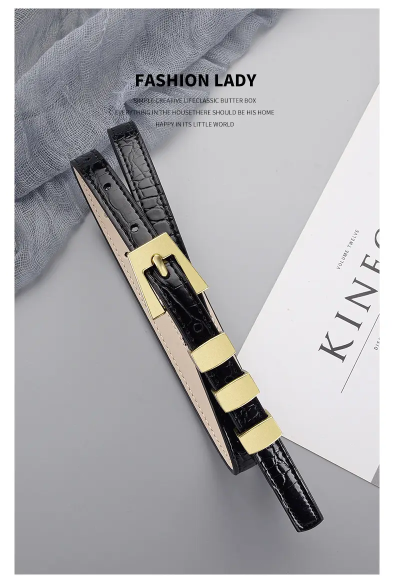 Women's Metal Ring Belt with Genuine Leather Strap — feature 24