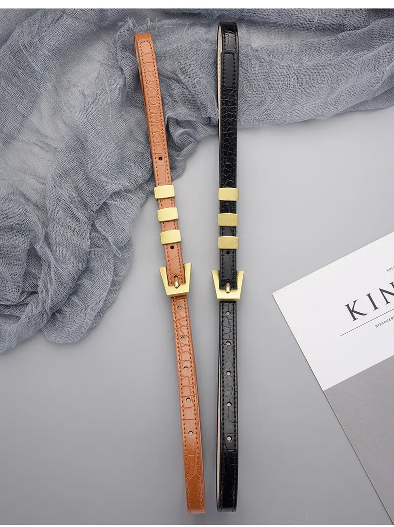 Women's Metal Ring Belt with Genuine Leather Strap — feature 25
