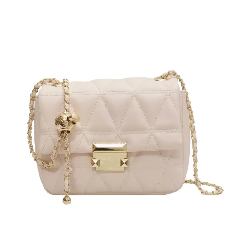 Pink Diamond Plaid Chain Shoulder Bag for Women