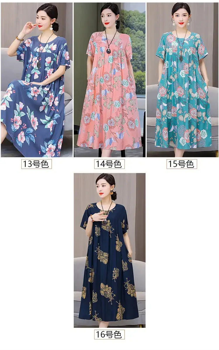 2023 Cotton Silk Floral Long Dress Large Size — feature 11